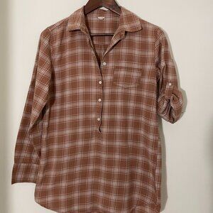 J Crew 3/4 button-down Flannel Shirt - Brown XS
